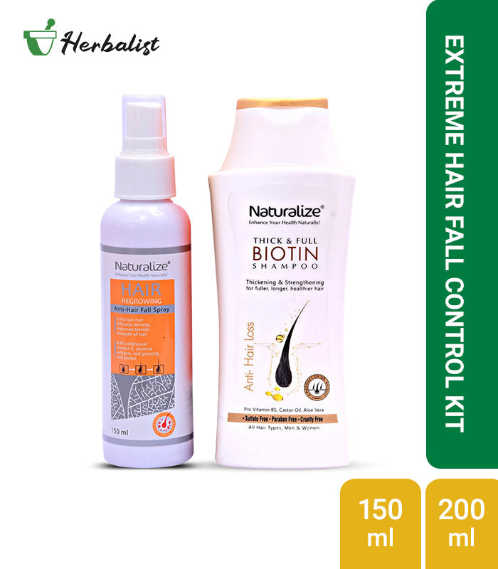 Extreme Hair Fall Control Treatment Package - Biotin Shampoo & Biotin Regrowth Spray