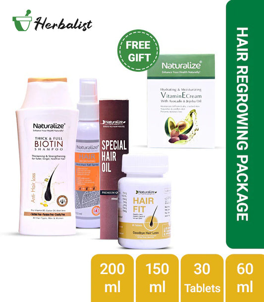 Hair Regrowing Package With FREE GIFT Vitamin E Cream By Dr Bilquis Shaikh